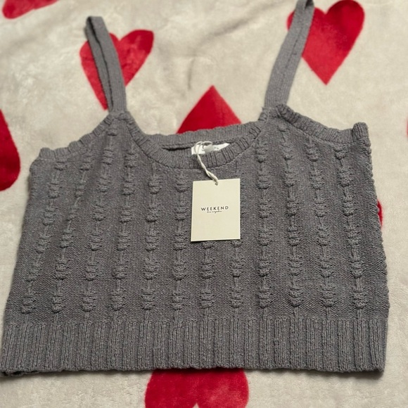 NWT Weekend Los Angeles Women's Knit Top in Dusty Blue - Picture 3 of 10